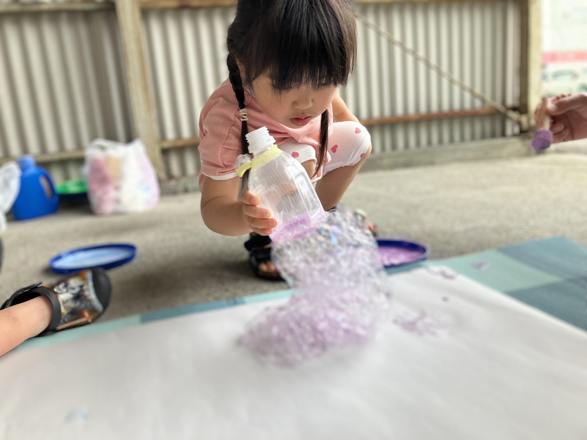 ふれんどぱーくでバブルアートの制作をしました